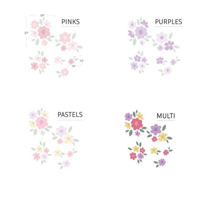 Cassie floral wall sticker, retro style removable flower sticker