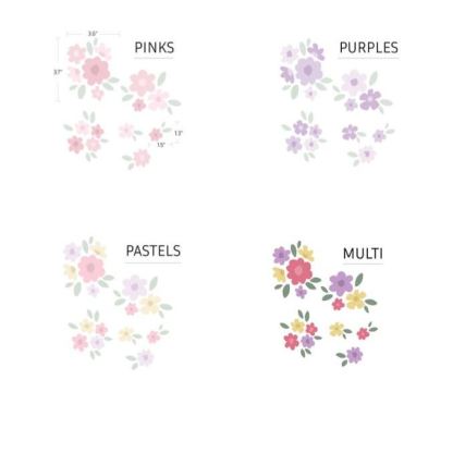 Cassie floral wall sticker, retro style removable flower sticker