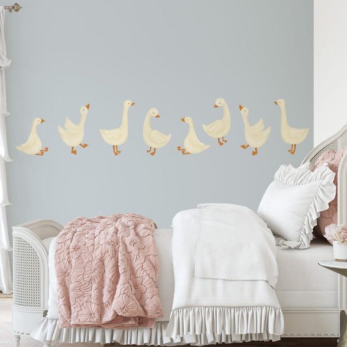 Goose Wall Decals, Boho Nursery Decor, Storybook Geese Baby Room, Nursery Wall Decal, Reusable and Removable Goose Wall Stickers WB079