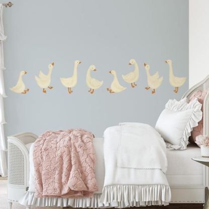Goose Wall Decals, Boho Nursery Decor, Storybook Geese Baby Room, Nursery Wall Decal, Reusable and Removable Goose Wall Stickers WB079