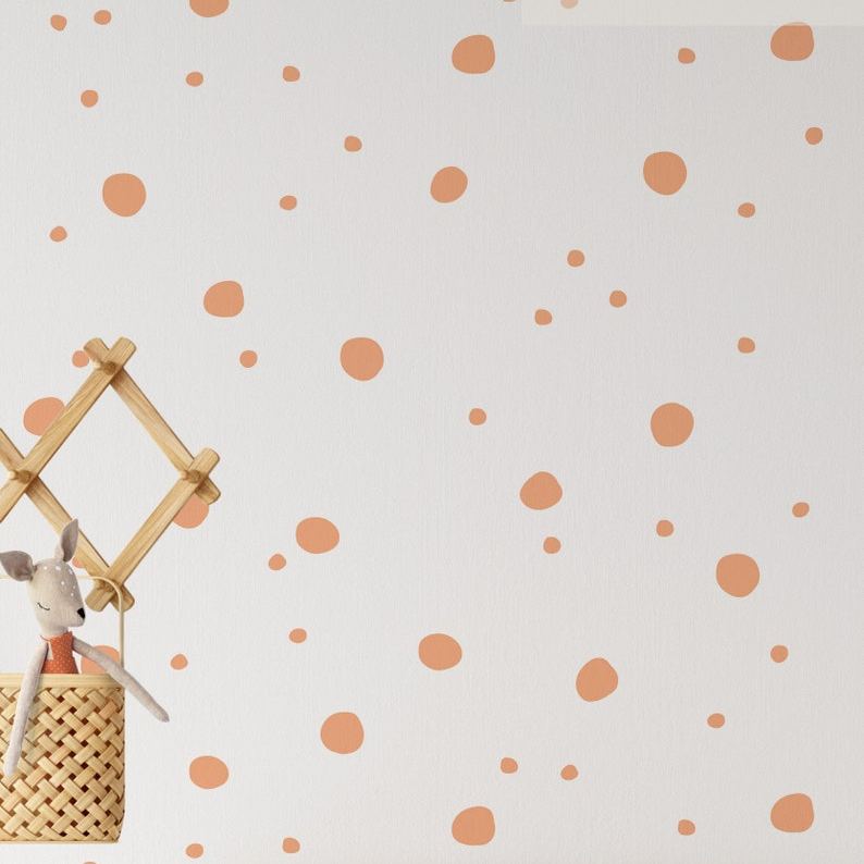 Polka Dot Wall Decals Set, Custom Color Vinyl Dots, Boho Peel and Stick Nursery or Room Decor LF006