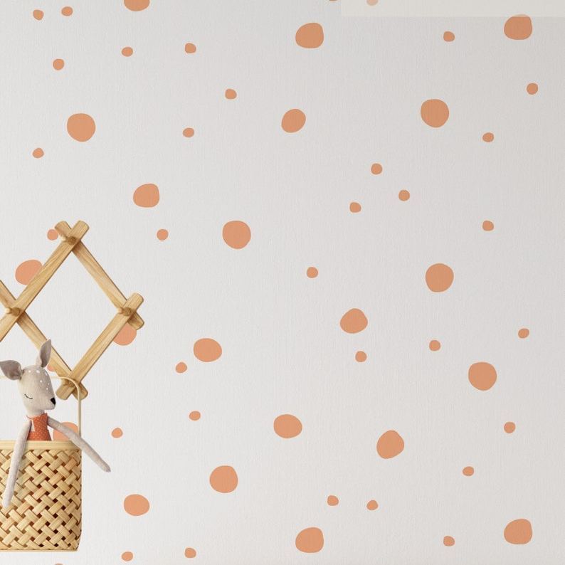 Polka Dot Wall Decals Set, Custom Color Vinyl Dots, Boho Peel and Stick Nursery or Room Decor LF006
