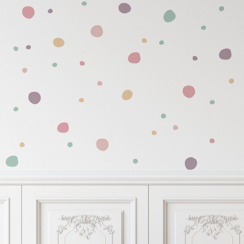 Polka Dot Wall Decals Set, Custom Color Vinyl Dots, Boho Peel and Stick Nursery or Room Decor LF006