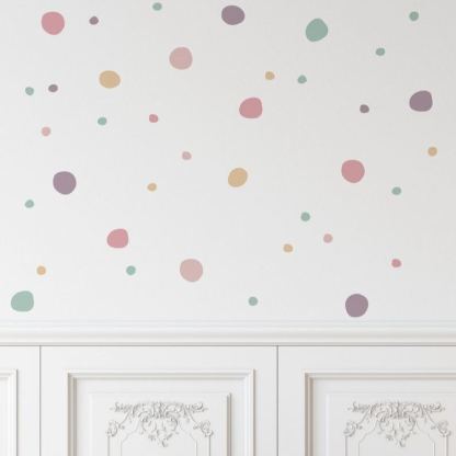 Polka Dot Wall Decals Set, Custom Color Vinyl Dots, Boho Peel and Stick Nursery or Room Decor LF006