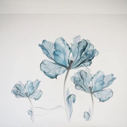 Blue Flower Wall Stickers, Removable Plant and Floral Decor