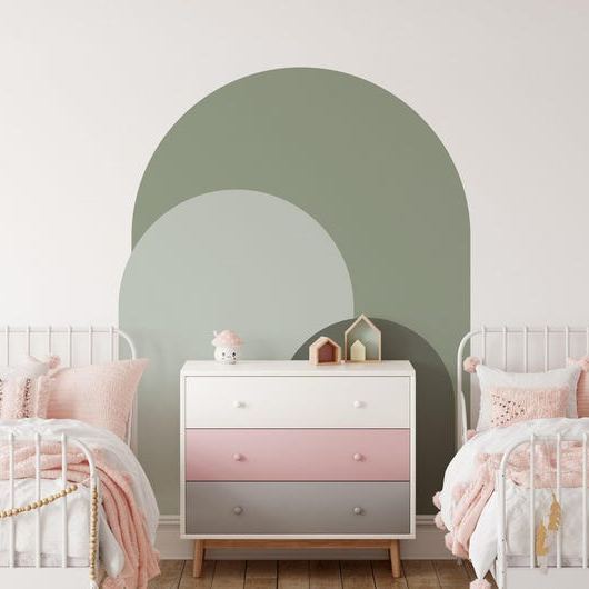 Dusty Green Modern Arch Wall Decal | Peel and Stick Arch Wall Sticker | Removable Self Adhesive Boho Mural | Headboard Sticker