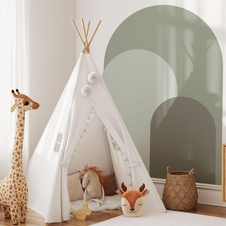 Dusty Green Modern Arch Wall Decal | Peel and Stick Arch Wall Sticker | Removable Self Adhesive Boho Mural | Headboard Sticker