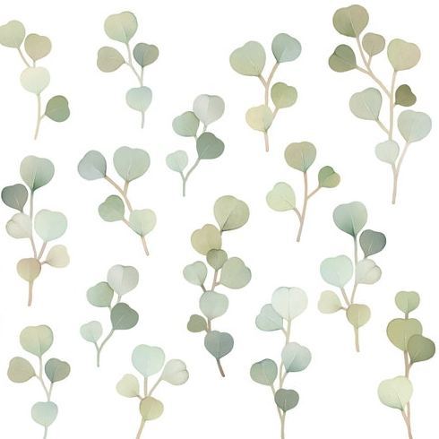 Eucalyptus Branch Wall Decals - Floral Nursery Decor, Leaf Wall Decal, Reusable and Removable Botanical Wall Stickers