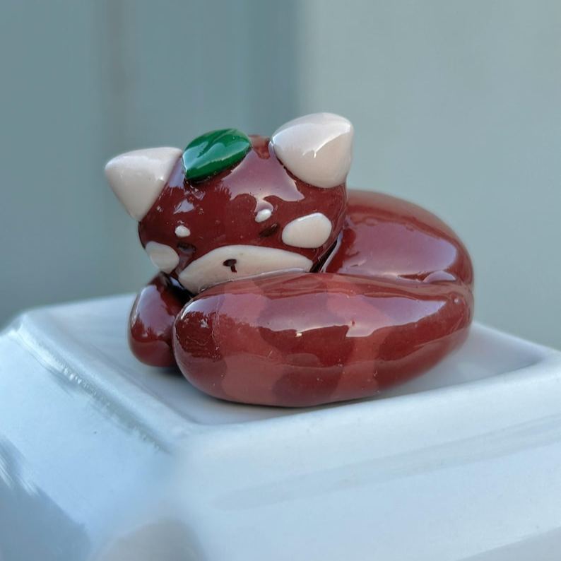 Red Panda Desk Figurine Clay Collectible Sculpture
