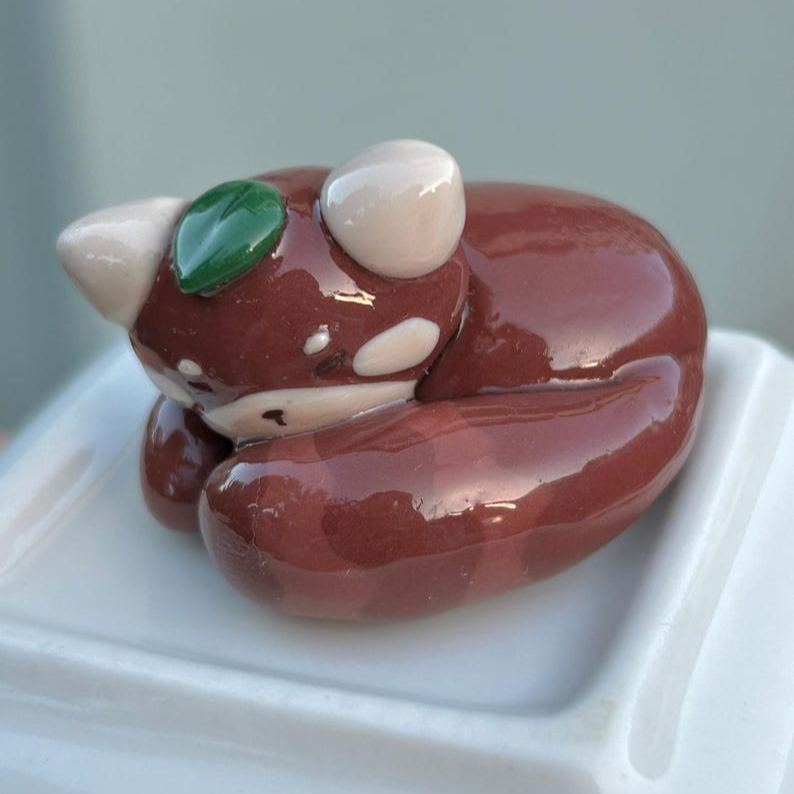 Red Panda Desk Figurine Clay Collectible Sculpture