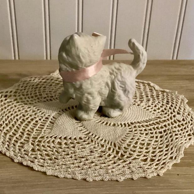 Vintage  White Persian Cat Ceramic Figurine