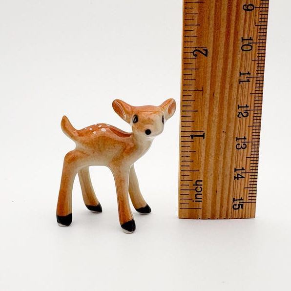 Woodland Charm Mini Ceramic Fawn Figurine Set Deer