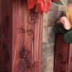 Wall Pocket Vase – Handmade Aromatic Cedar Wall Vase with Laser-Engraved Roses • Rustic Wood Wall Pocket Décor