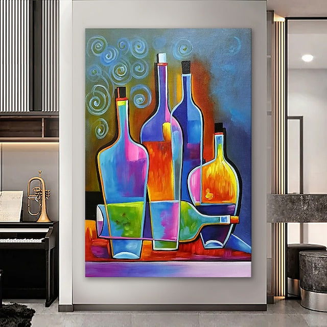 Vibrant Bottles Geometric Abstract Color Bottle Wall Art
