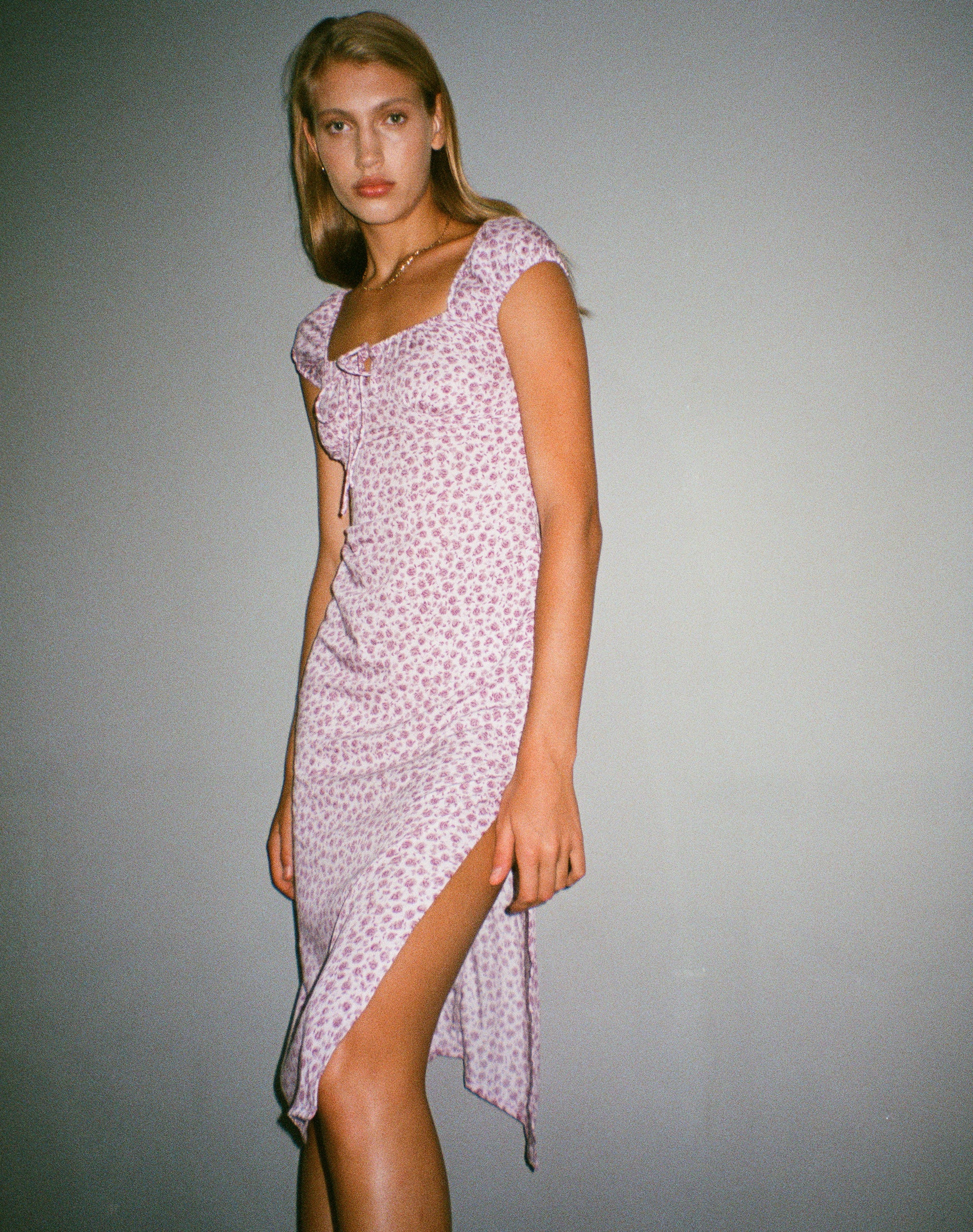 Lona Midi Dress in Ditsy Rose Lilac-Nico Sky