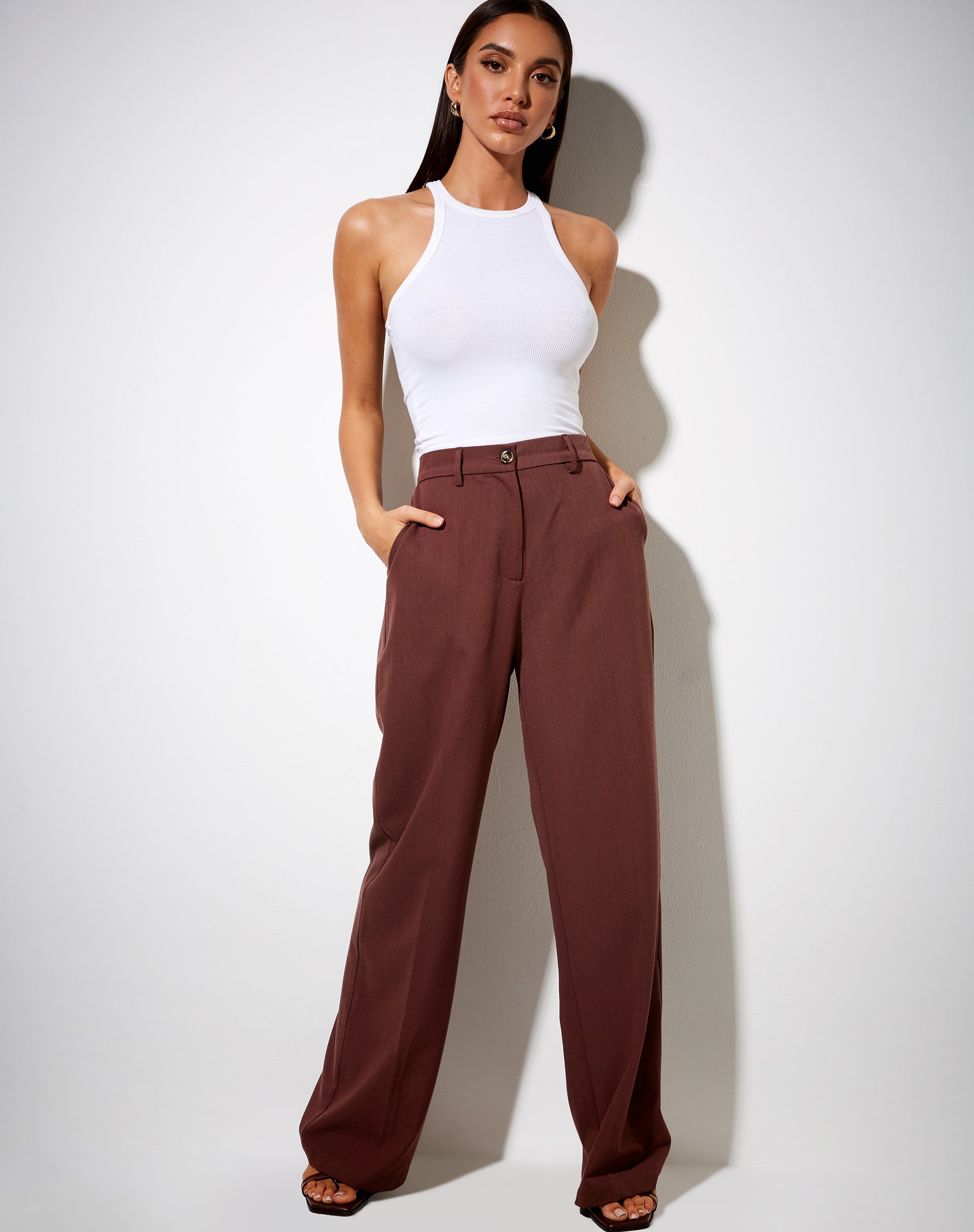 Abba Trouser in Cocoa-Nico Sky