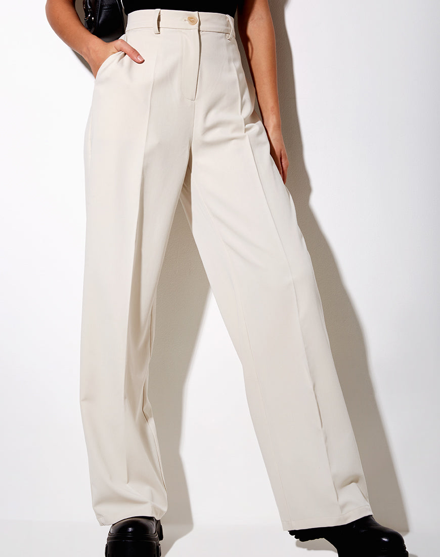 Abba Trouser in Cream-Nico Sky