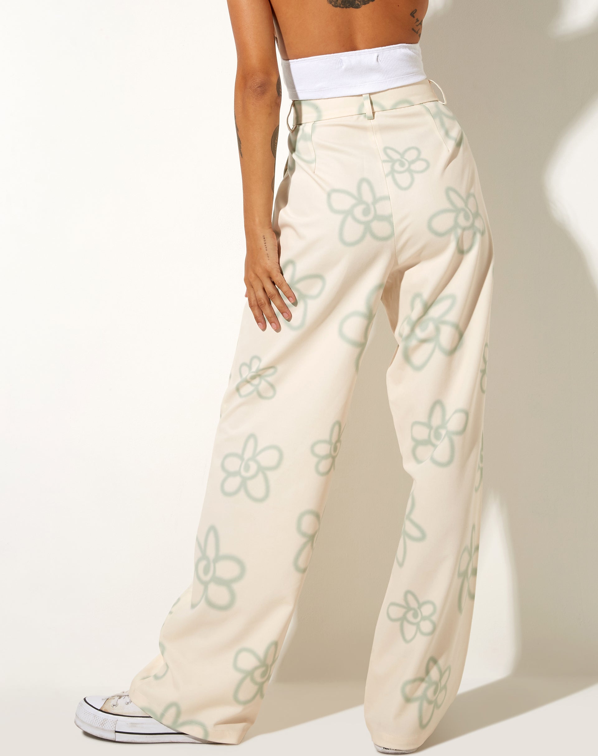 Abba Trouser in Tailoring Graffiti Flower Cream-Nico Sky