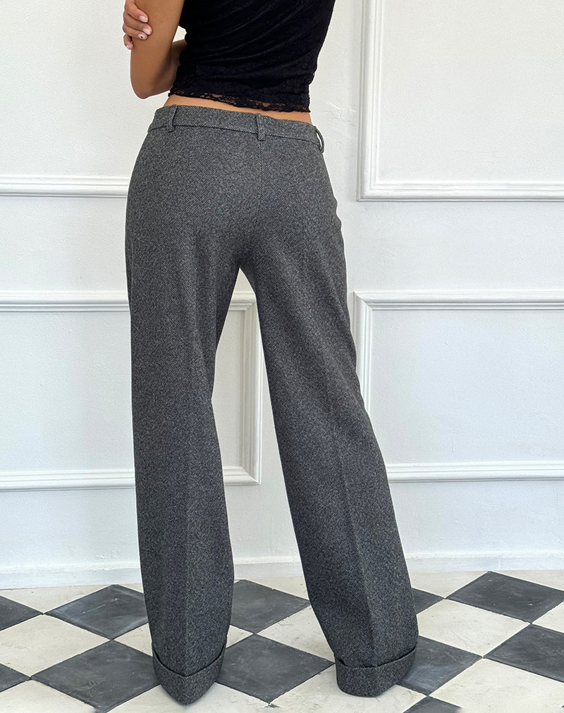 Abdel Faux Wool Tailored Trouser in Charcoal Grey-Nico Sky