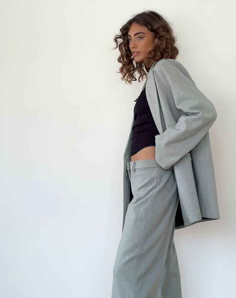 Abdel Faux Wool Tailored Trouser in Grey-Nico Sky