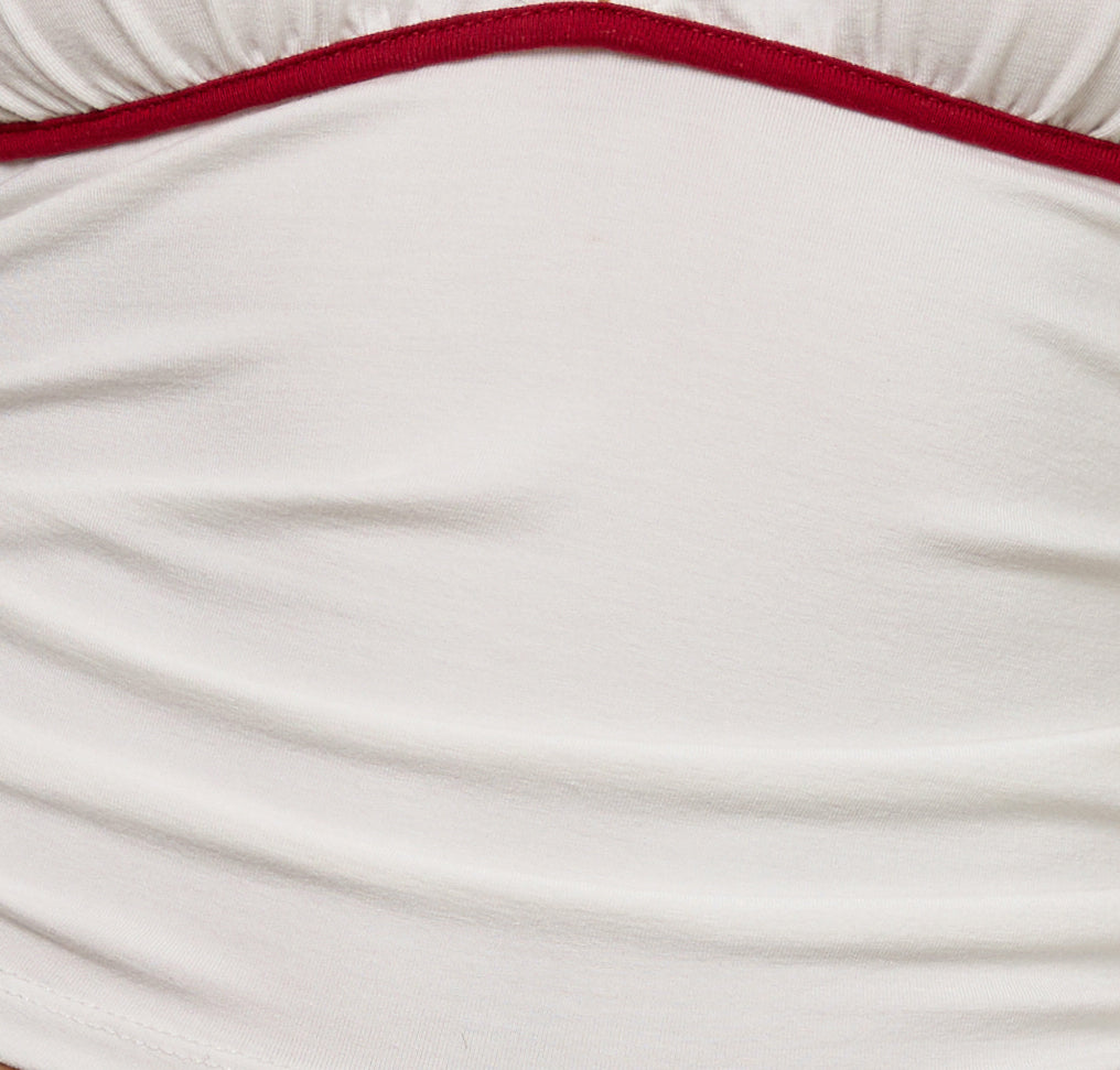 Abeth Halterneck Top in White with Adrenaline Red Piping-Nico Sky