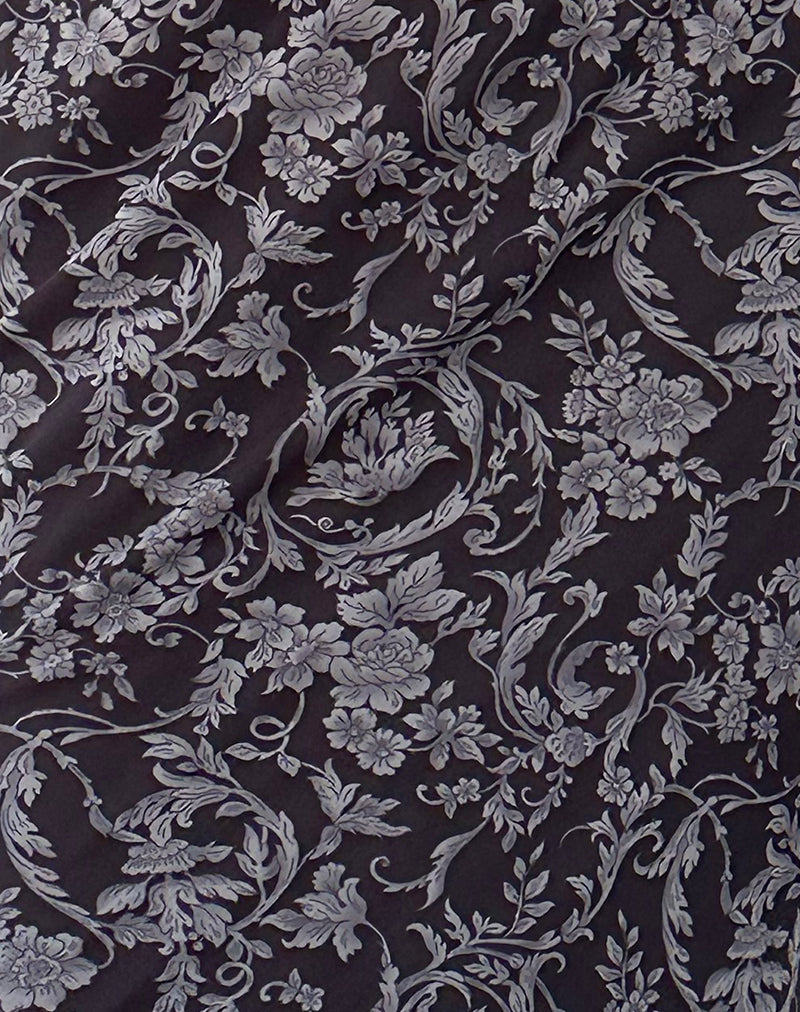 Abetzi Midi Skirt in Baroque Black Print-Nico Sky