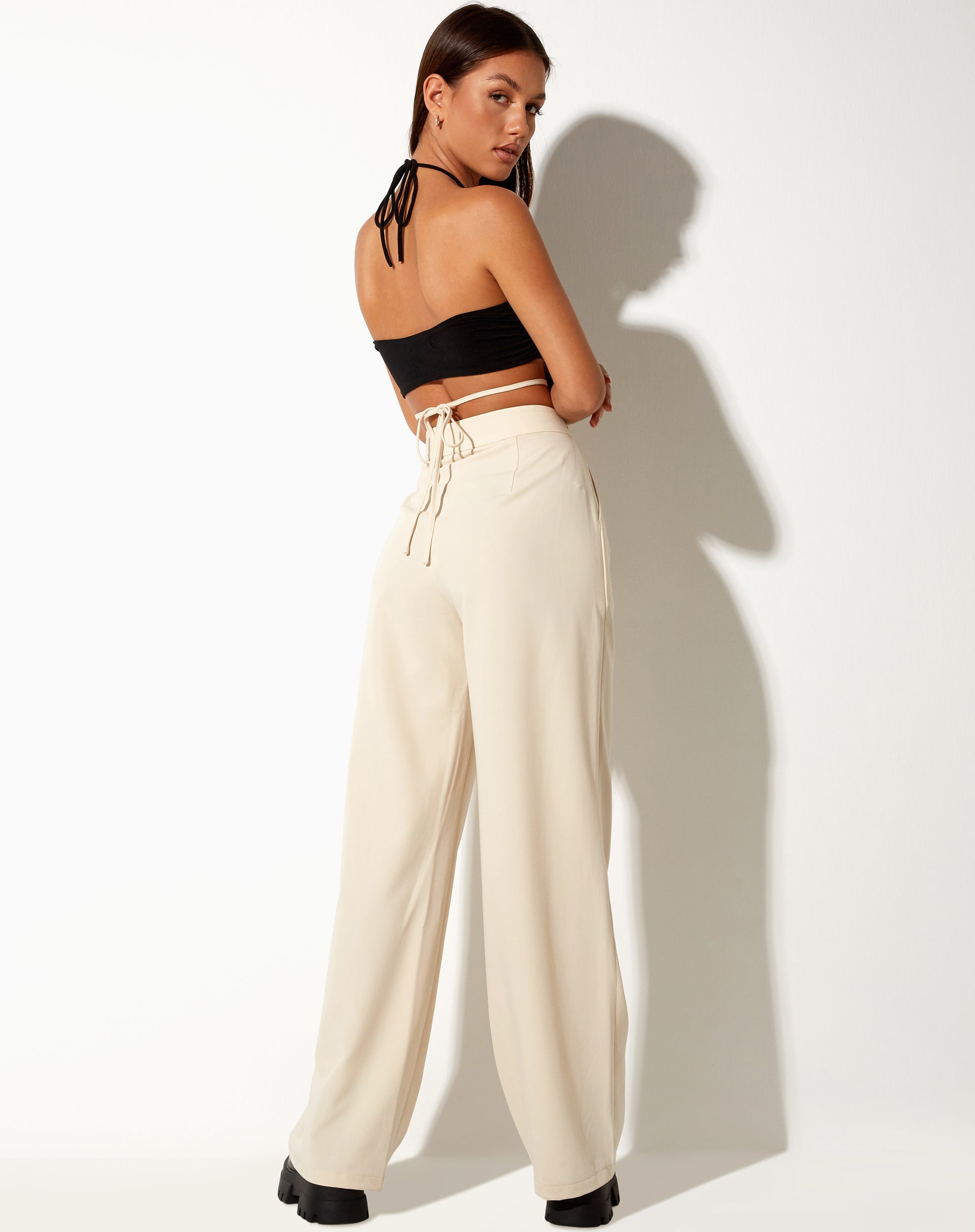 Abner Wide Leg Trouser in Tailoring Cream-Nico Sky
