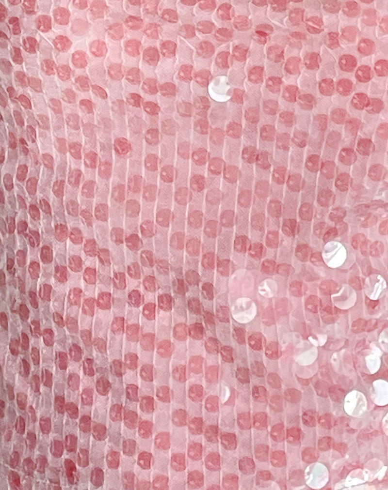 Abony Cami Top in Big Sequin Clear Tinted Pink-Nico Sky