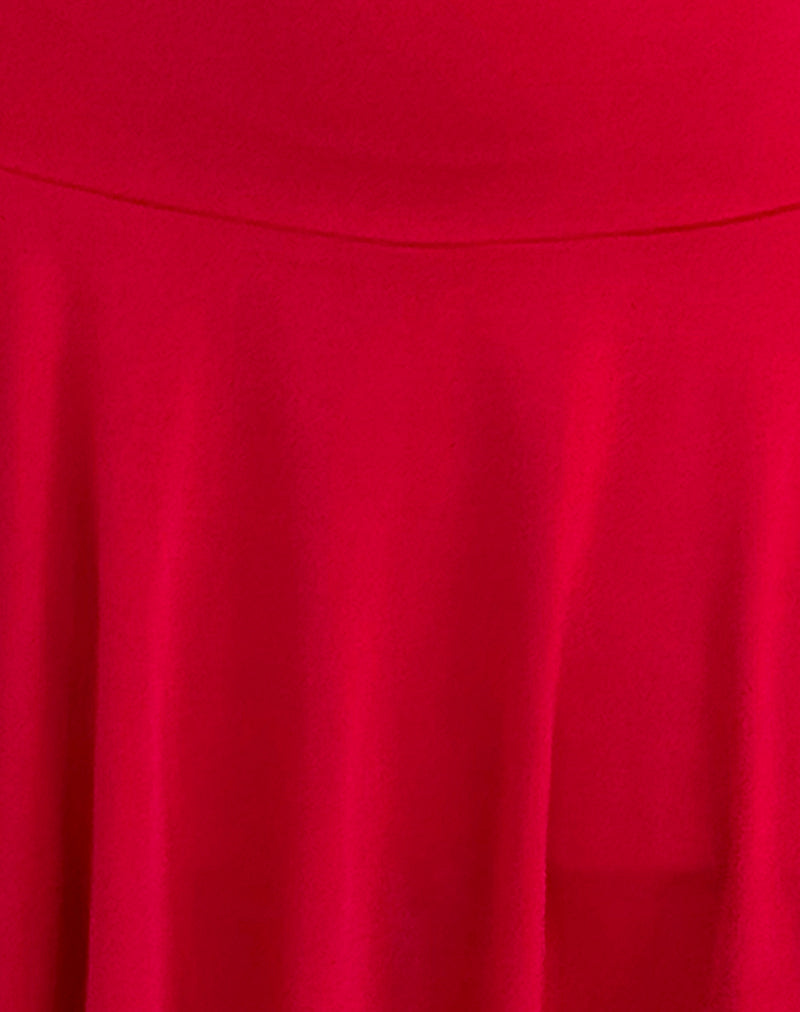 Abreille Open Back Mini Dress in Slinky Red-Nico Sky