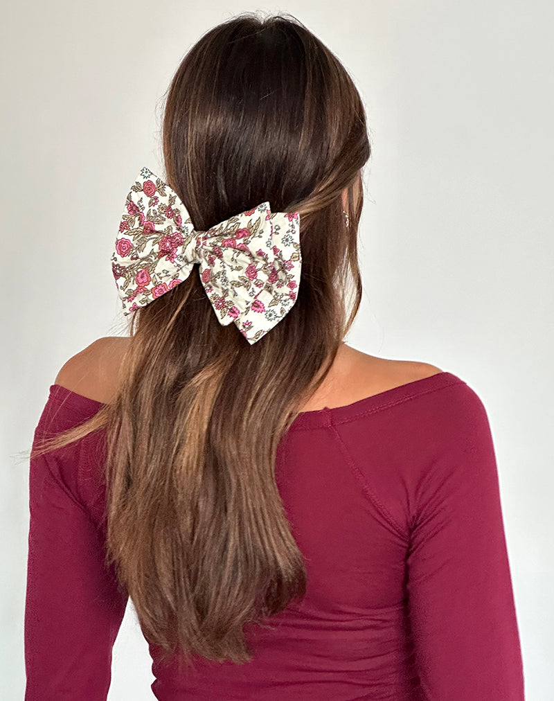 Acar Bow Clip in Vintage Bloom-Nico Sky