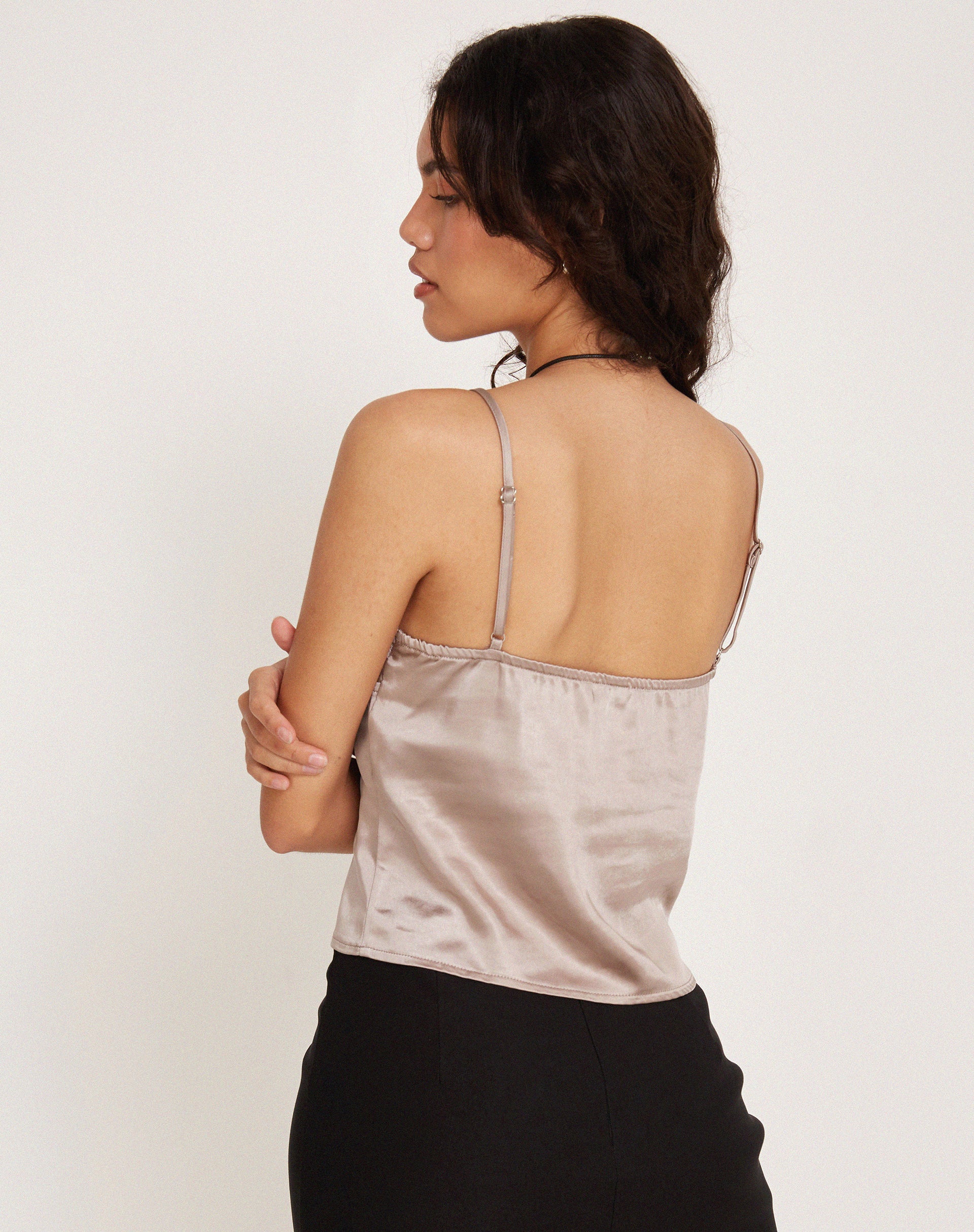 Adalia Cami Top in Satin Champagne-Nico Sky