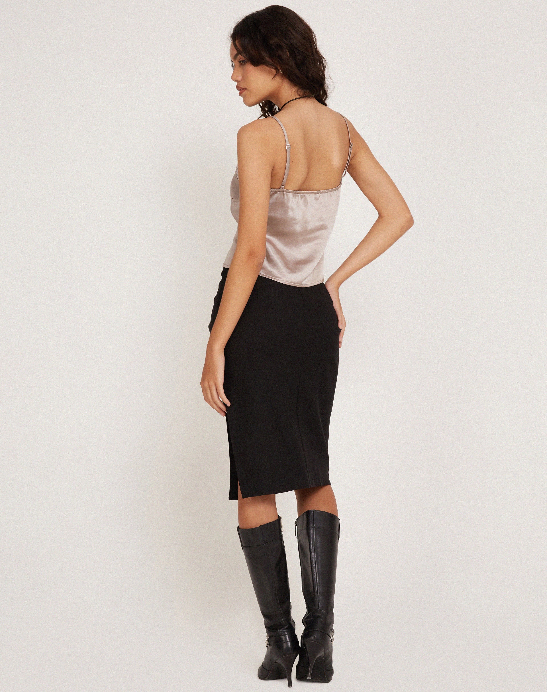 Adalia Cami Top in Satin Champagne-Nico Sky