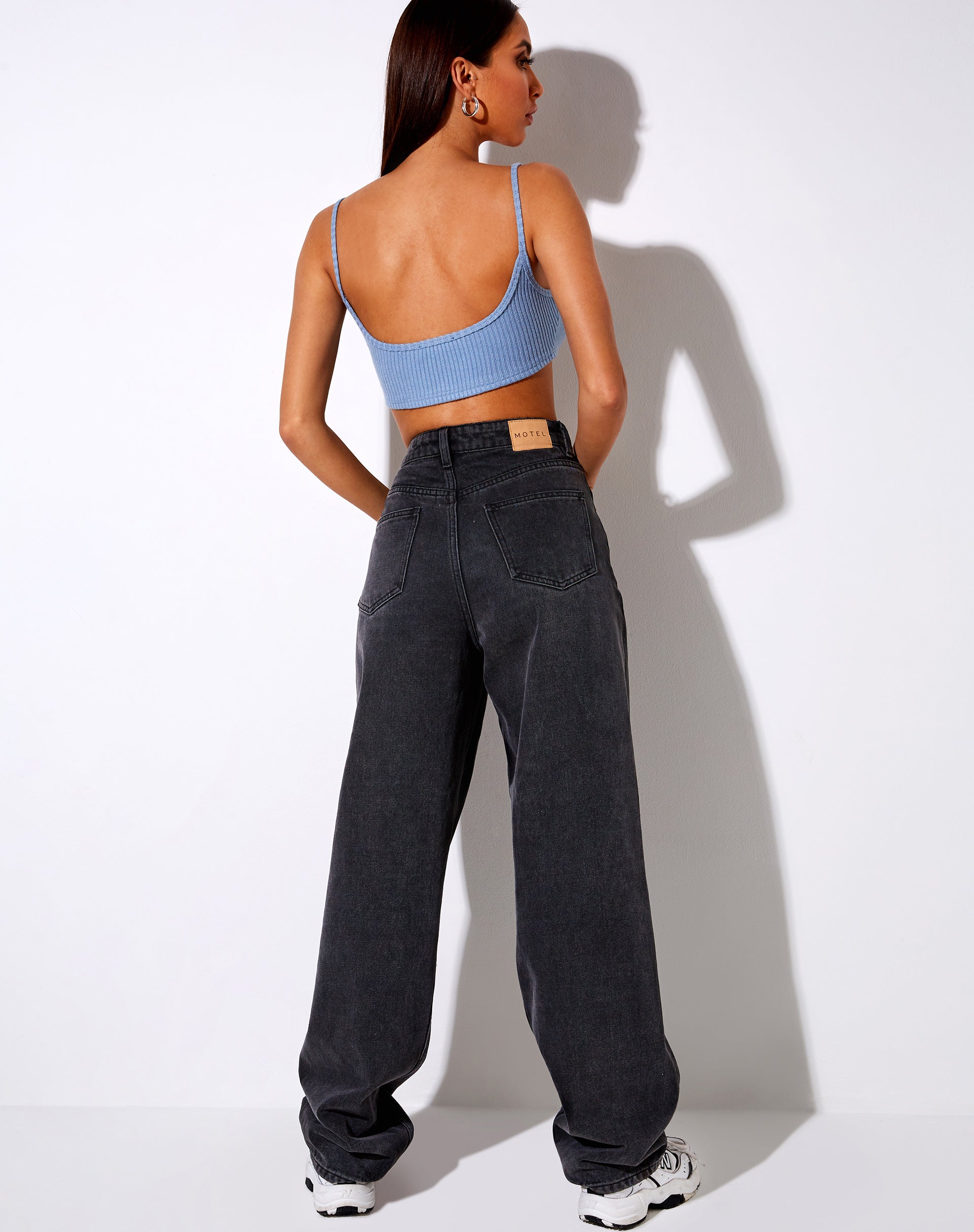 Adda Bralet in Rib Ashy Blue-Nico Sky