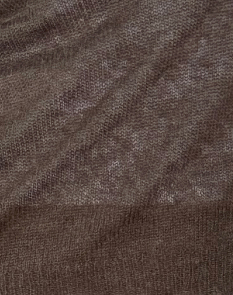 Addison Long Sleeve Sheer Knit Top in Dark Chocolate-Nico Sky