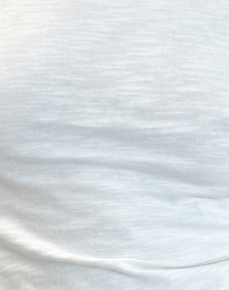 Adrian Off Shoulder Tee in Slub Ivory-Nico Sky