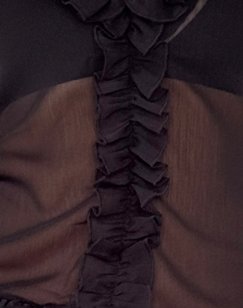 Adriana Ruffle Top in Chiffon Black-Nico Sky