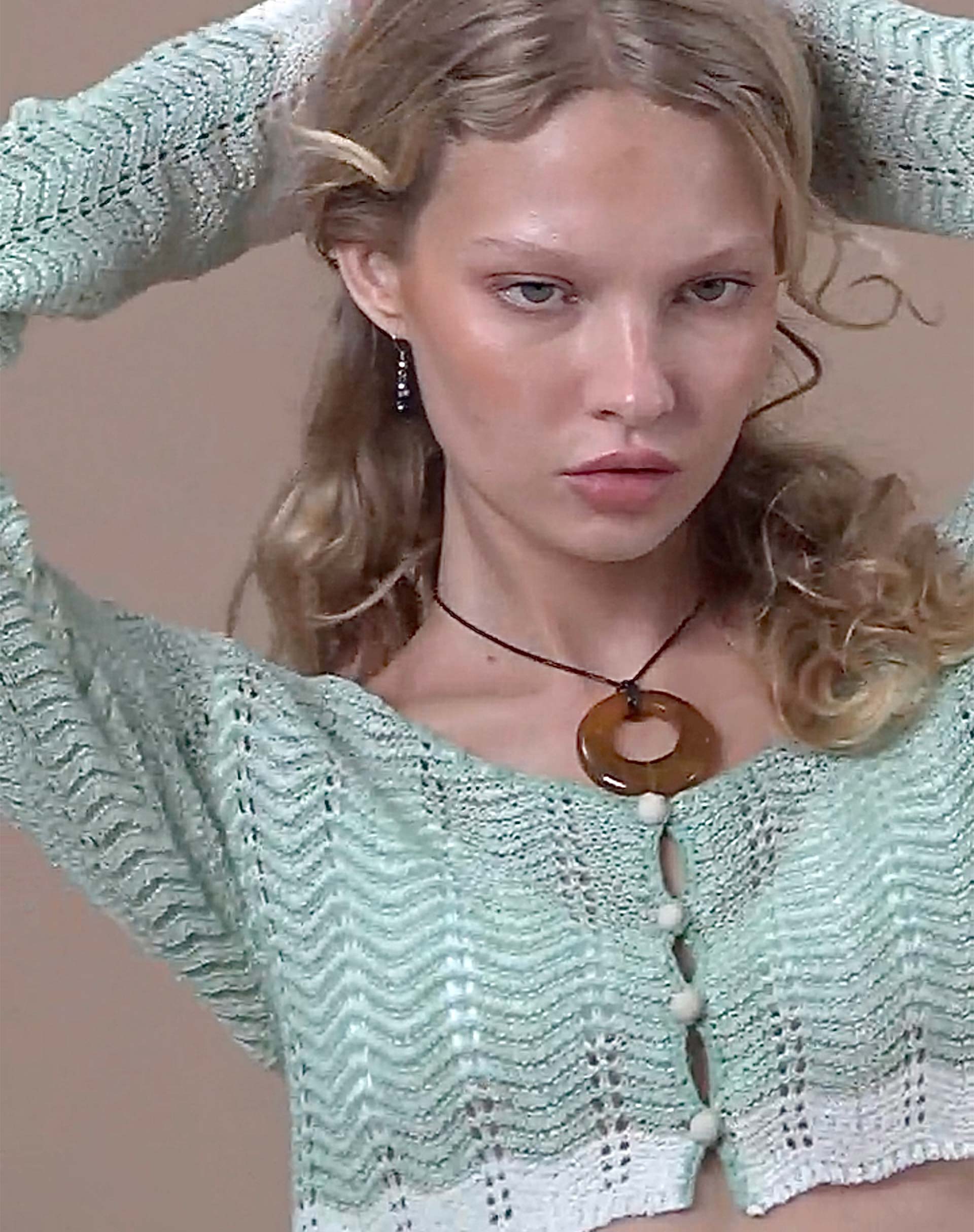 Aesha Cropped Cardigan in Sage Cream-Nico Sky