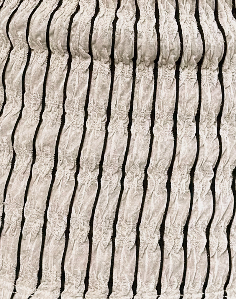 Aghony Bandeau Top in Stripe Textured Mesh Beige-Nico Sky