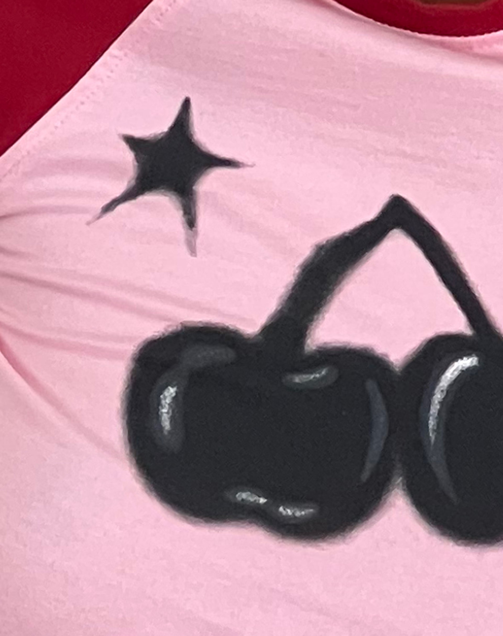 Agneta Baby Tee in Ballet Pink with Red Cherry Print-Nico Sky