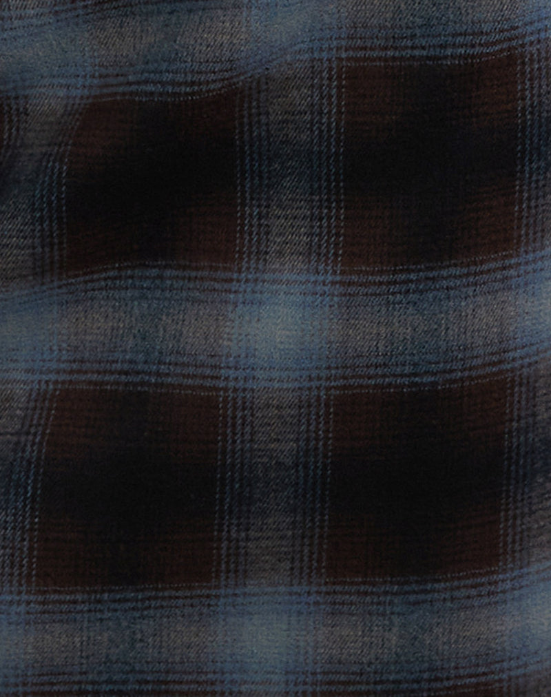 Aguna Mini Skirt in Blue and Brown Check-Nico Sky