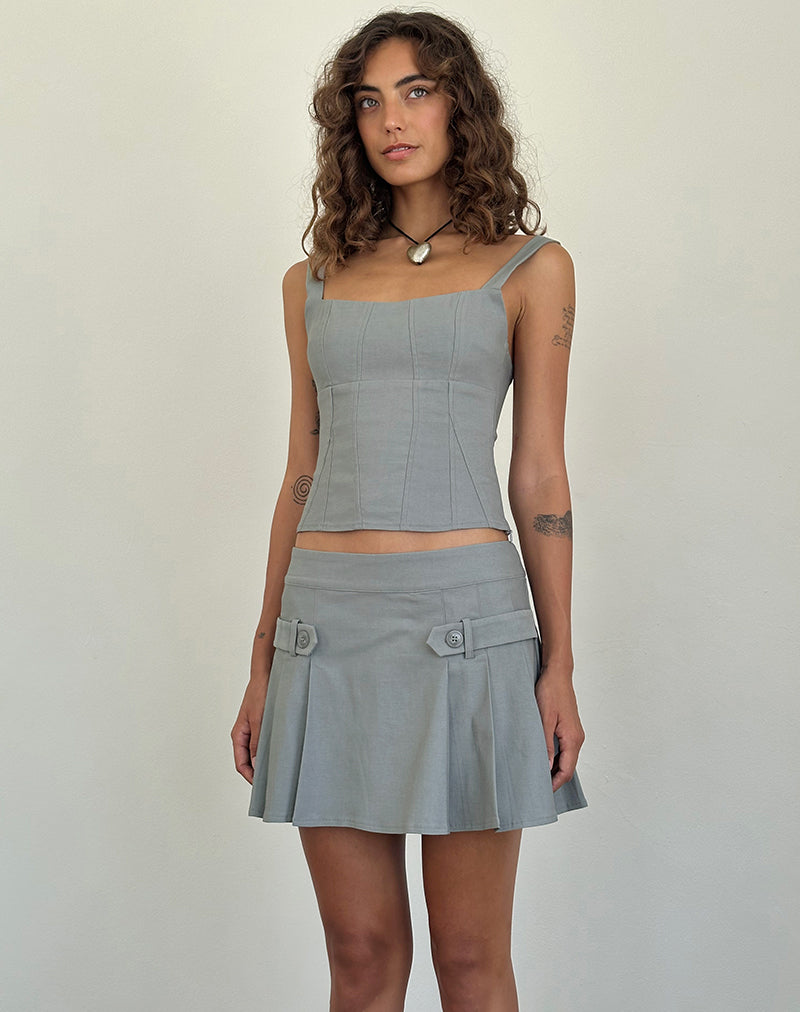 Ailsa Tie Back Top in Grey-Nico Sky