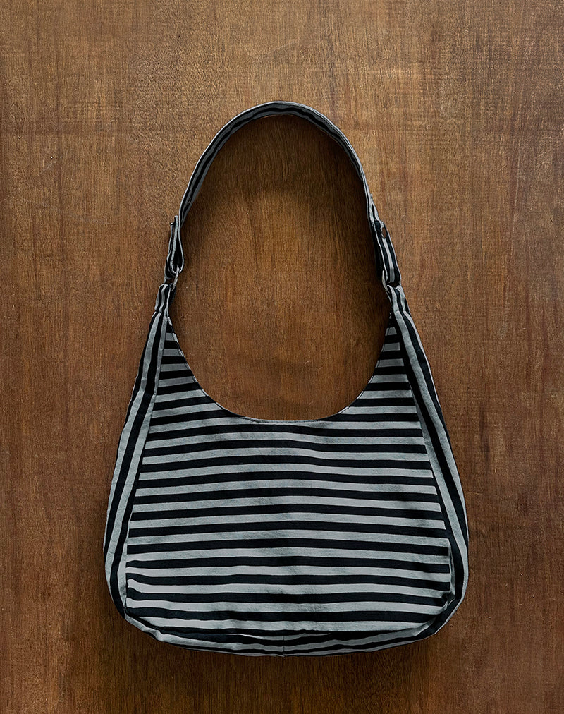Aimi Bag in Grey and Black Stripe-Nico Sky