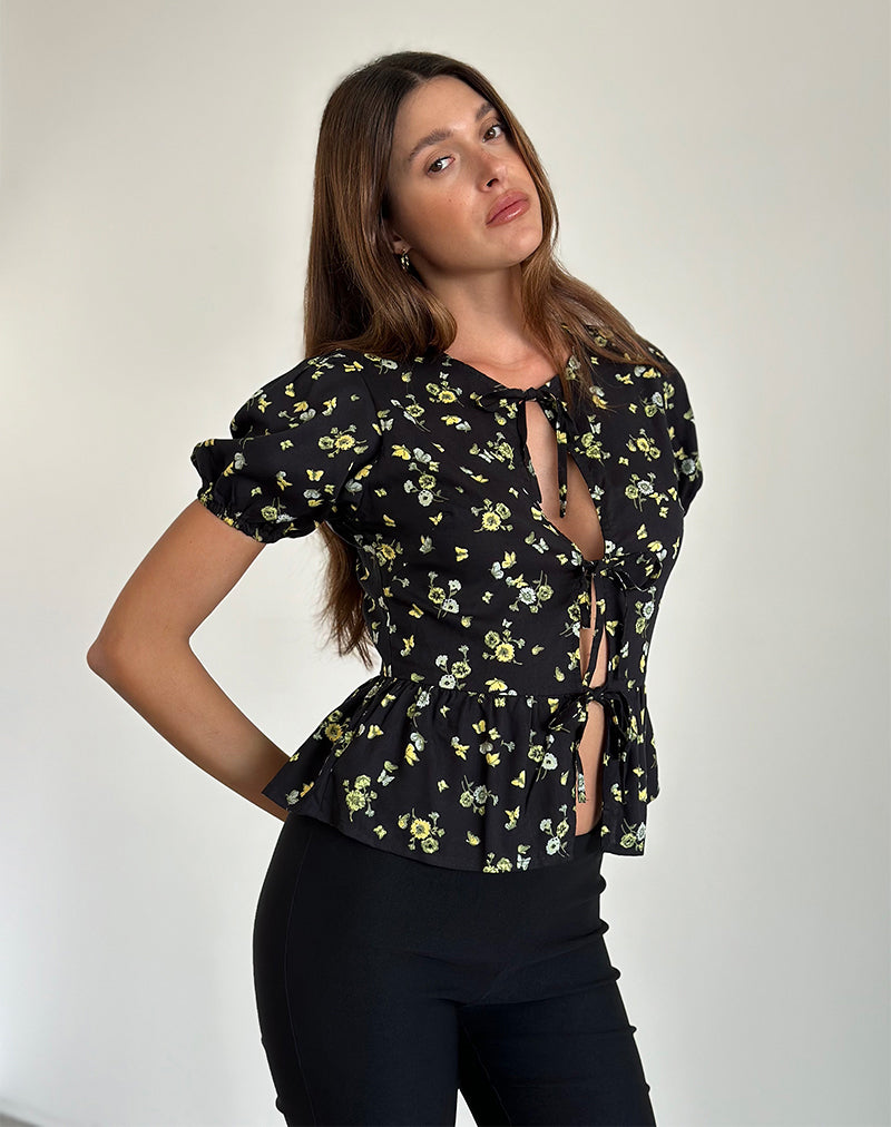 Ajasi Blouse in Lemon and Lime Black-Nico Sky