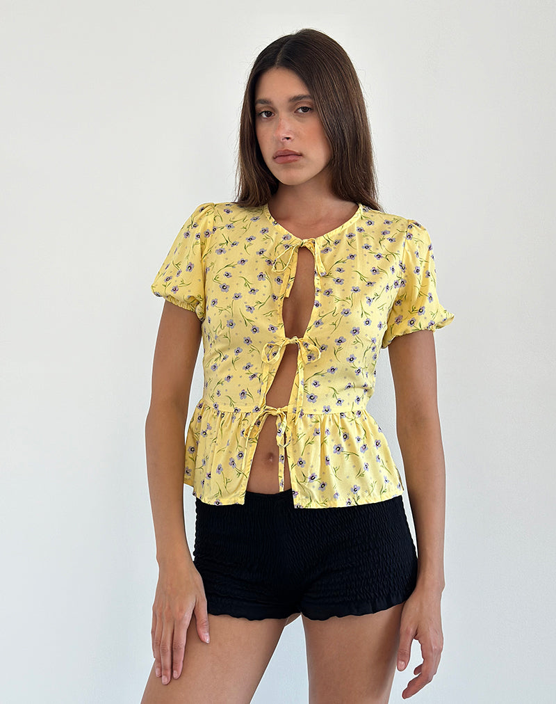 Ajasi Blouse in Wild Flower Lemon Drop-Nico Sky