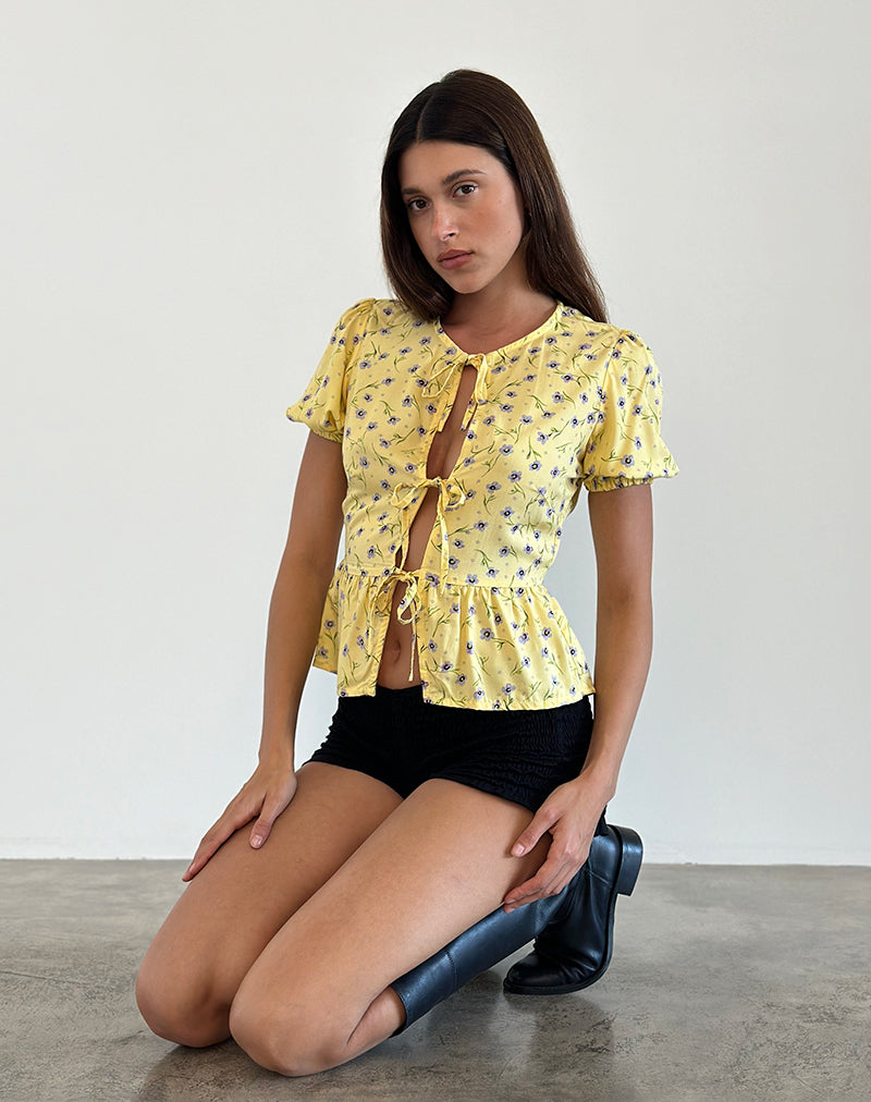 Ajasi Blouse in Wild Flower Lemon Drop-Nico Sky