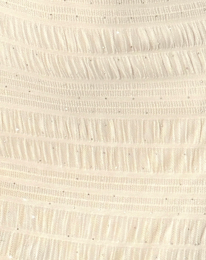 Akaira Mini Dress in Sequin Mesh Ivory-Nico Sky