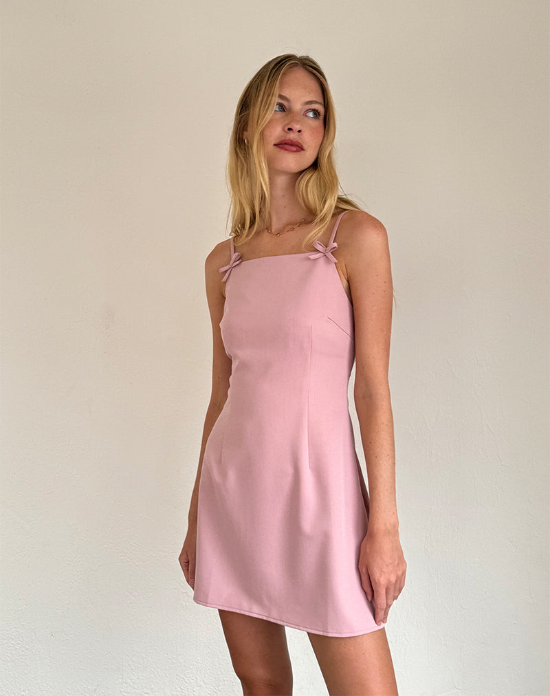Aketi Mini Dress in Dusky Pink-Nico Sky