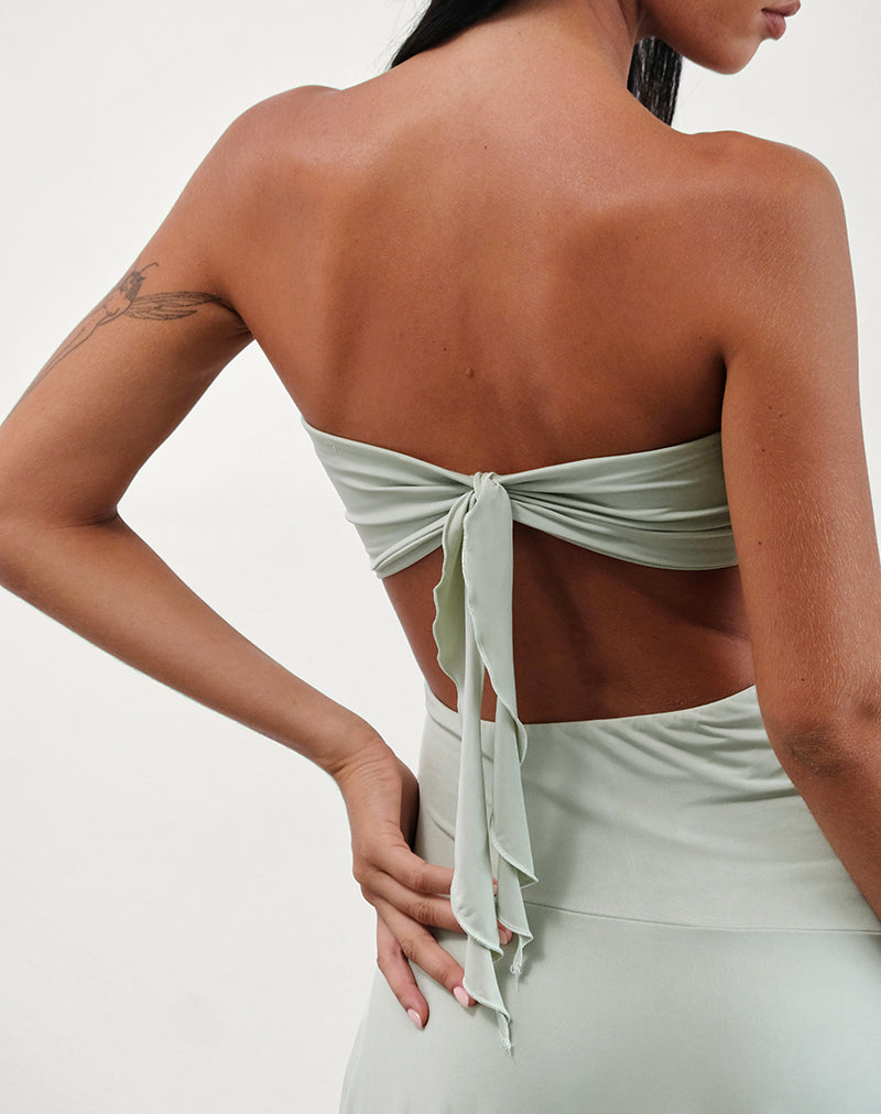 Akira Bandeau Midi Dress in Slinky Sage-Nico Sky