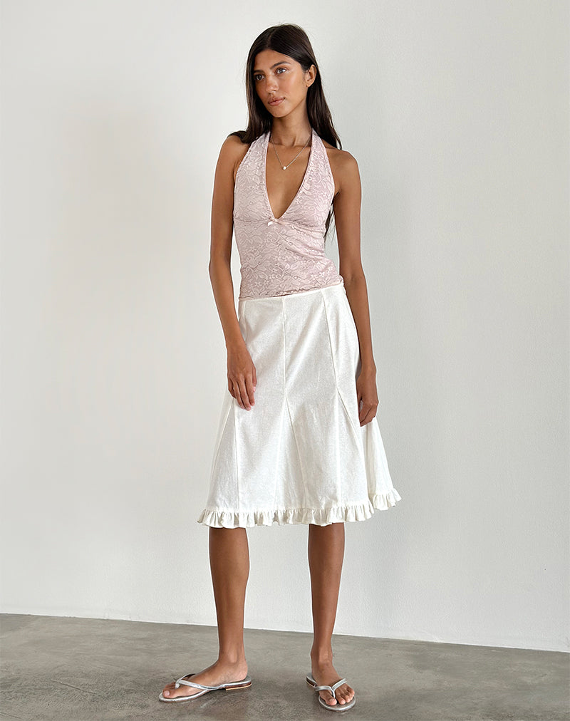 Aksa Halterneck Top in Lace Lotus Pink-Nico Sky