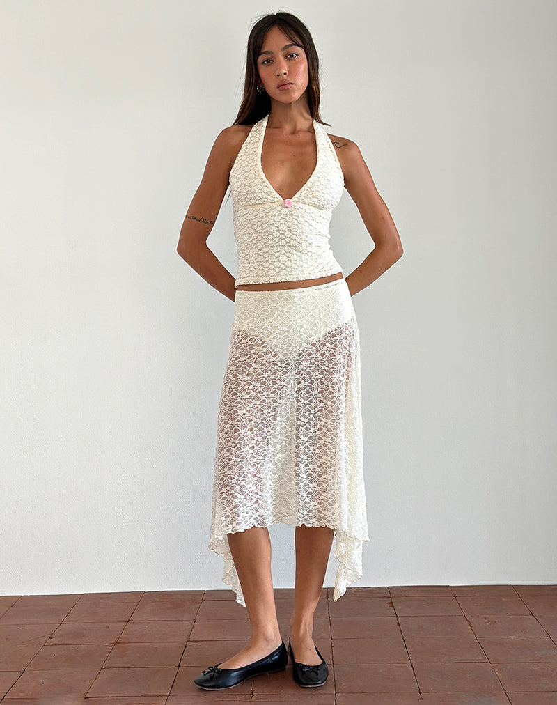 Aksa Top in Canina Lace Ivory-Nico Sky